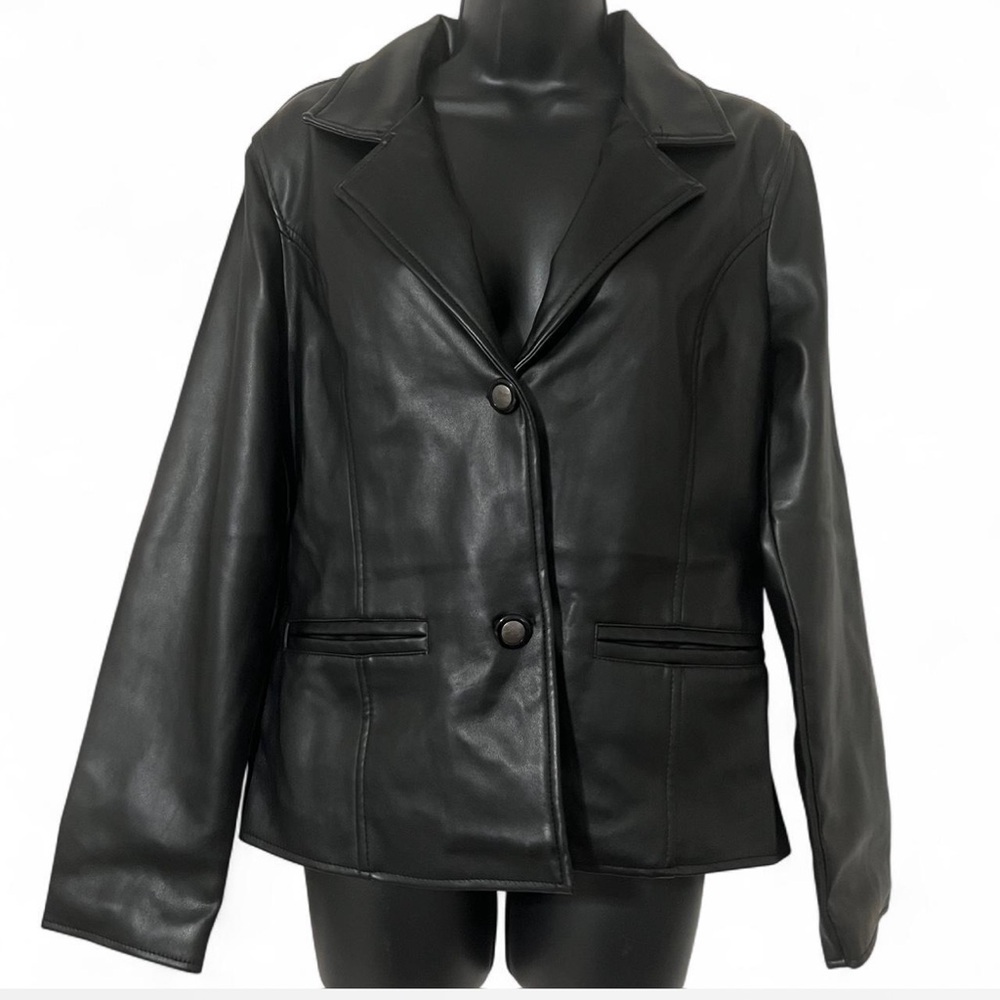 Emporio Armani Collezioni Black Leather Blazer Jacket Made in Italy